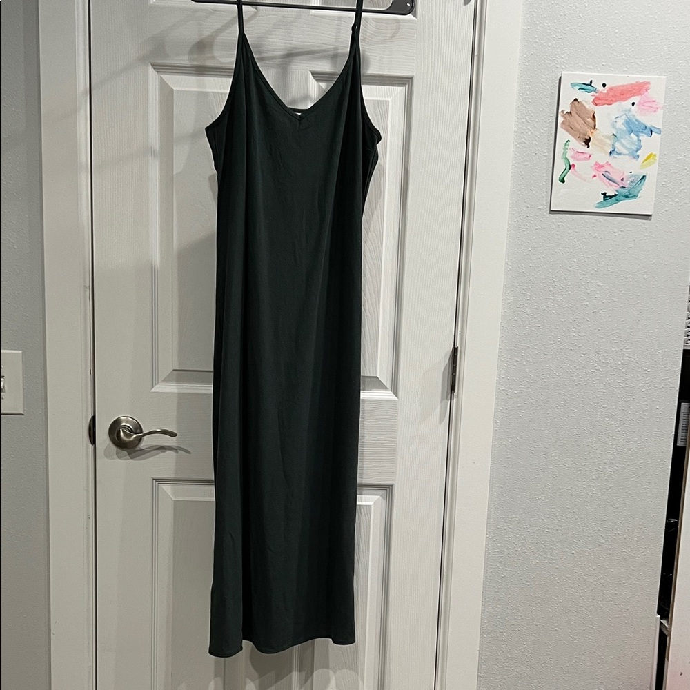 Forest Green Linen Maxi Dress